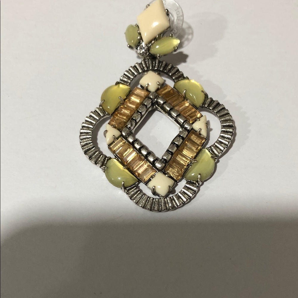 Stella & Dot Silver and Yellow Geometric Earrings - Picture 2 of 4